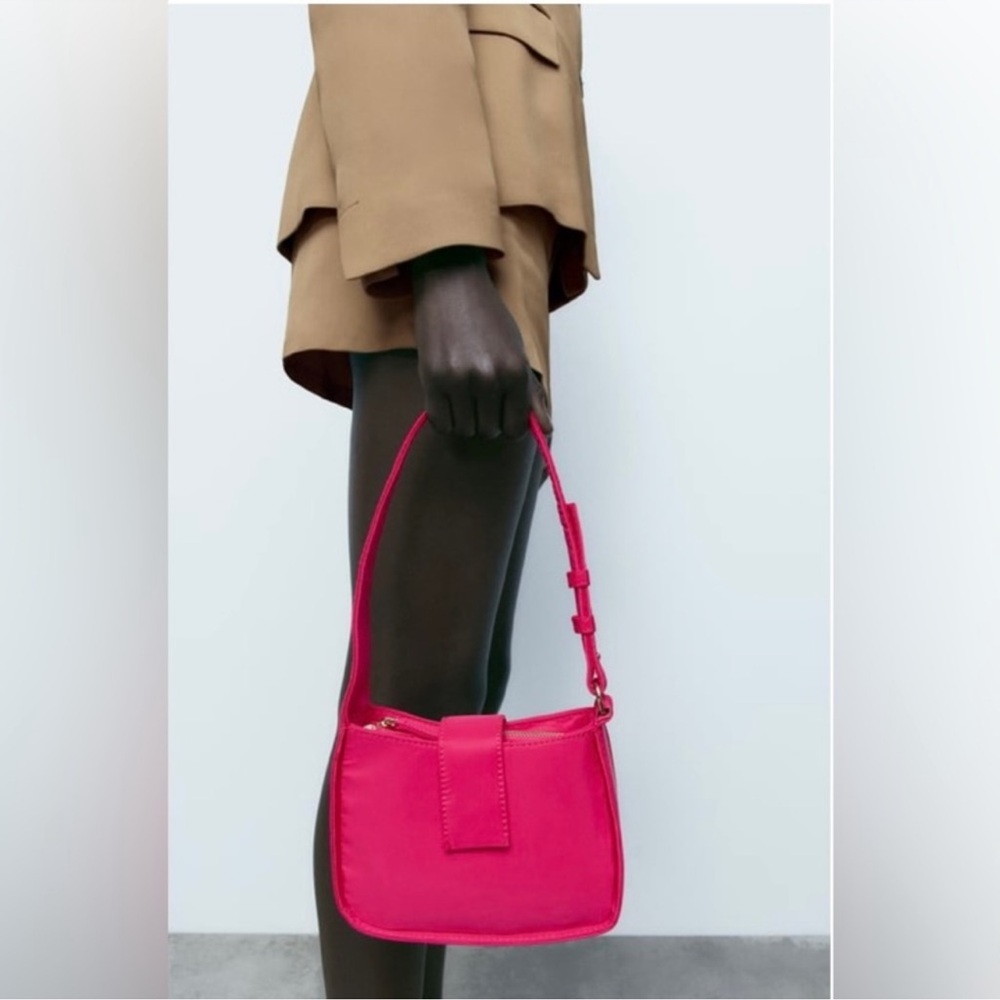 ZARA BRIGHT Neon PINK NYLON SHOULDER Bag new without tags